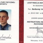 Bartłomiej Grochowski - Legitymacja Intruktora Rekreacji Ruchowej Narciarstwo Powszechne